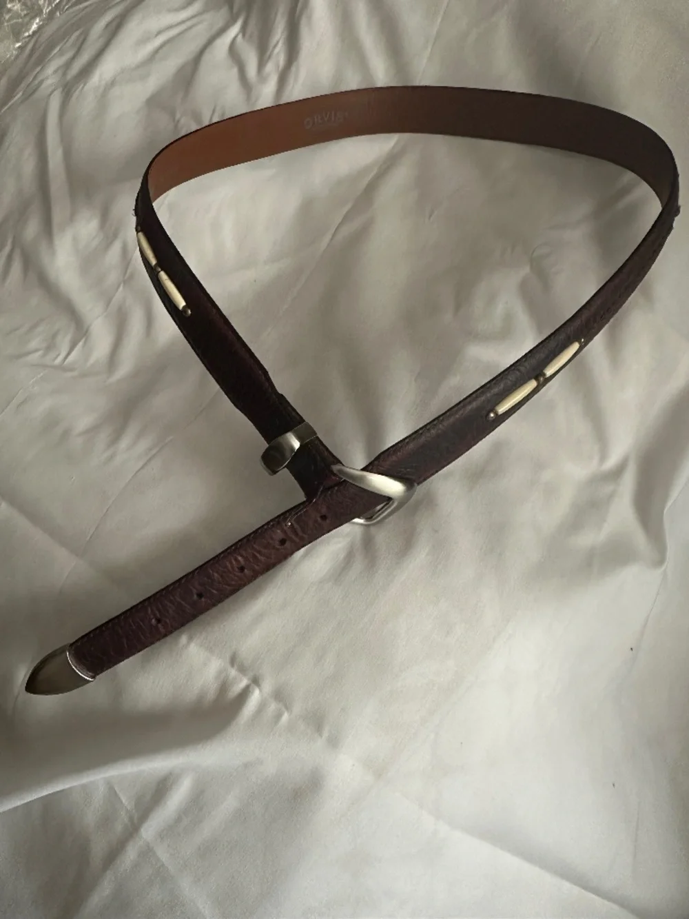 Orvis; 40 inch brown leather belt
